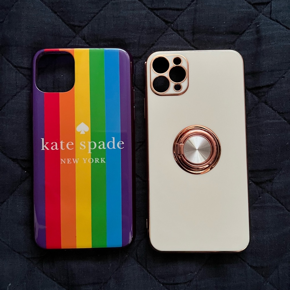 Kate Spade Rainbow iPhone 11 Pro Max Case + white case with ring BUNDLE